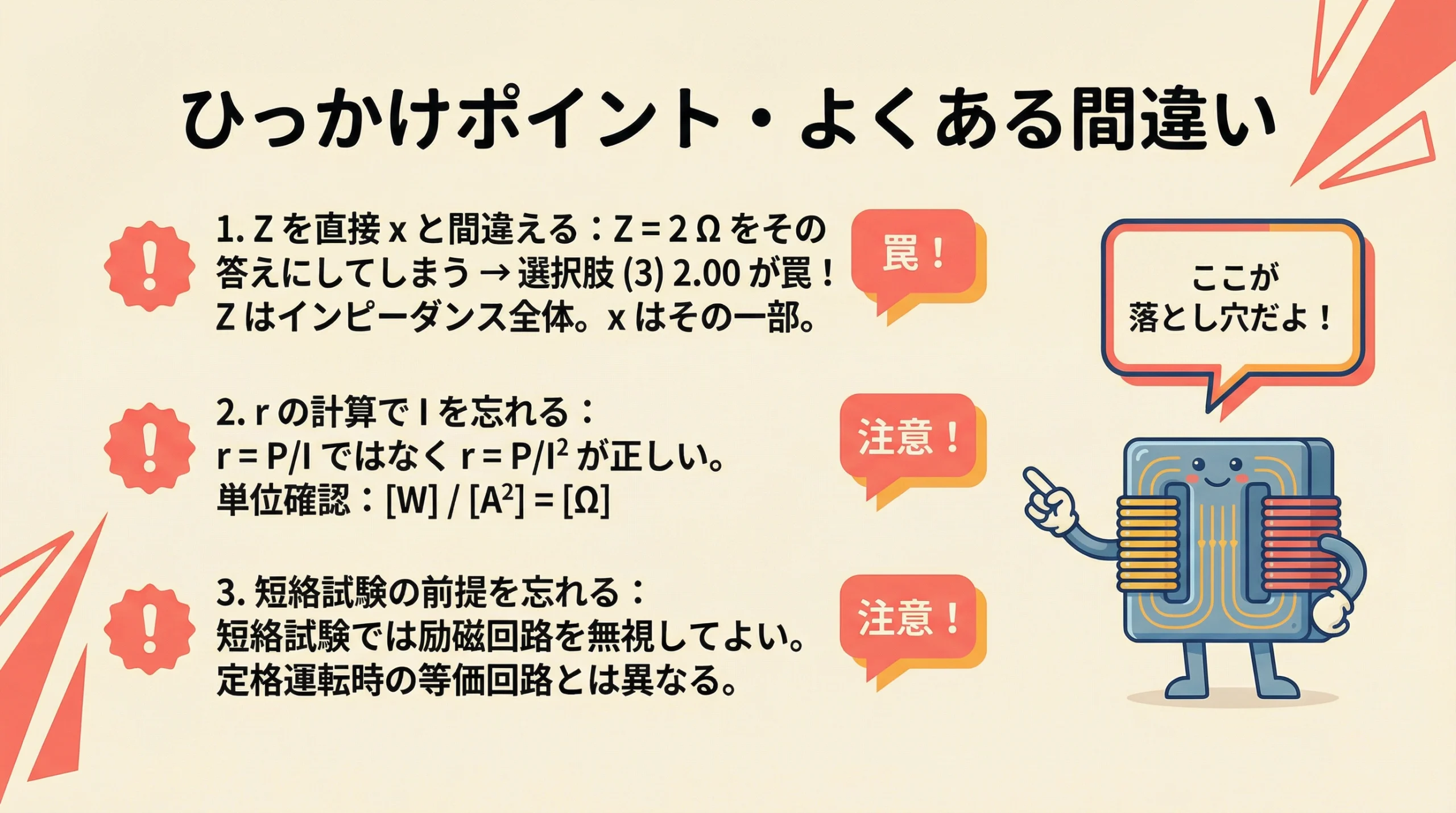 ひっかけポイント・よくある間違いスライド