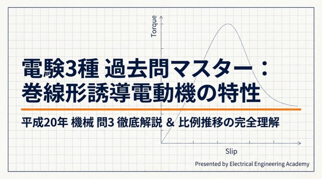電験3種 過去問マスター：巻線形誘導電動機の特性 - 平成20年 機械 問3 徹底解説