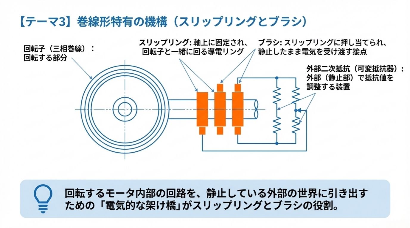 テーマ3 巻線形特有の機構 スリップリングとブラシ