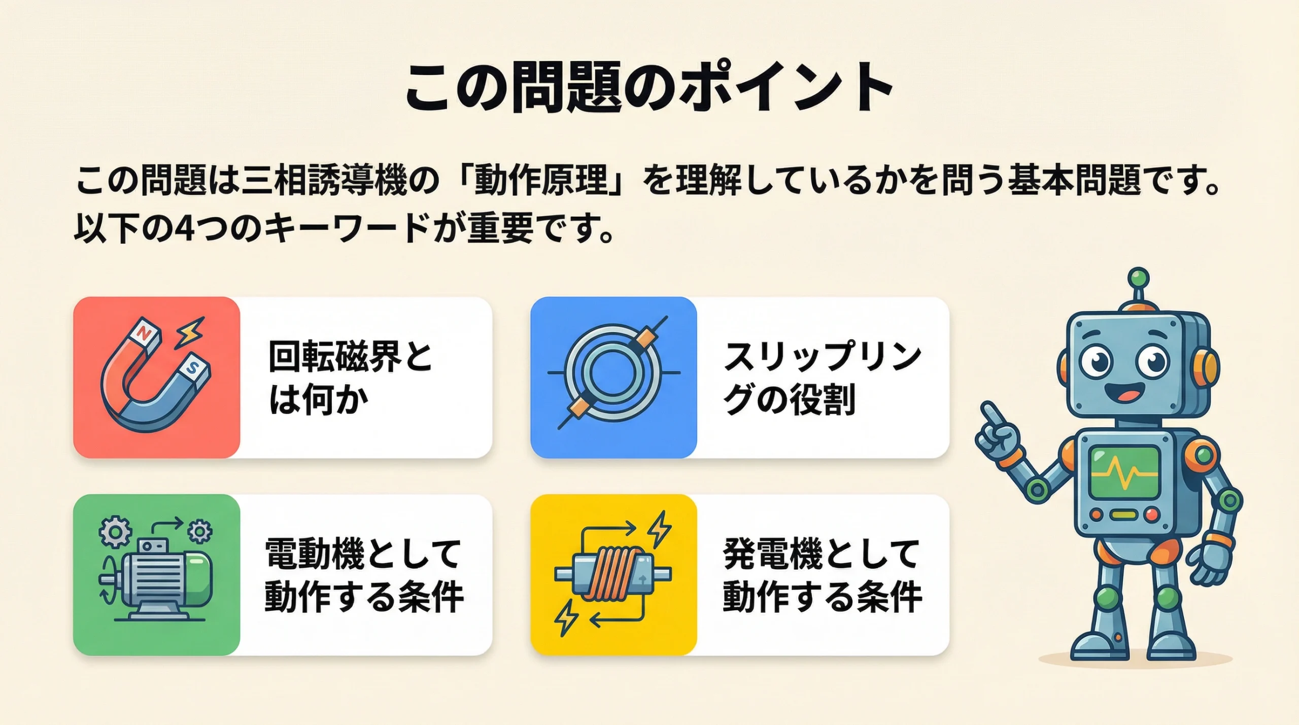 電験3種 機械 平成22年度 問3 この問題のポイント