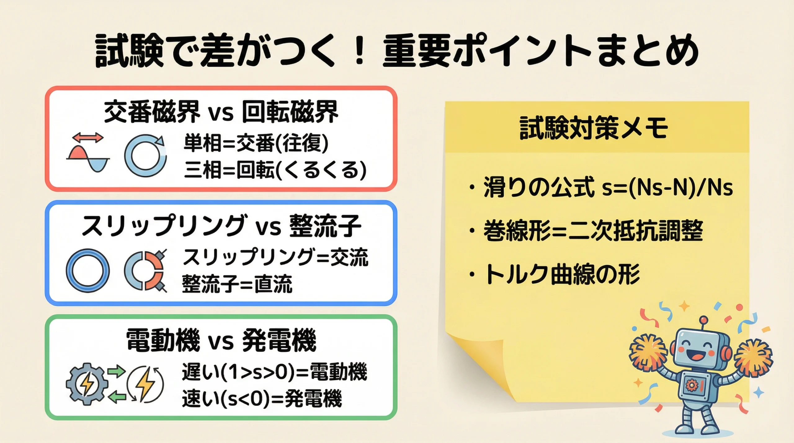 三相誘導機 重要ポイントまとめ