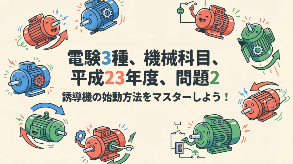 電験3種 機械科目 平成23年度 問2 誘導機の始動方法 表紙スライド