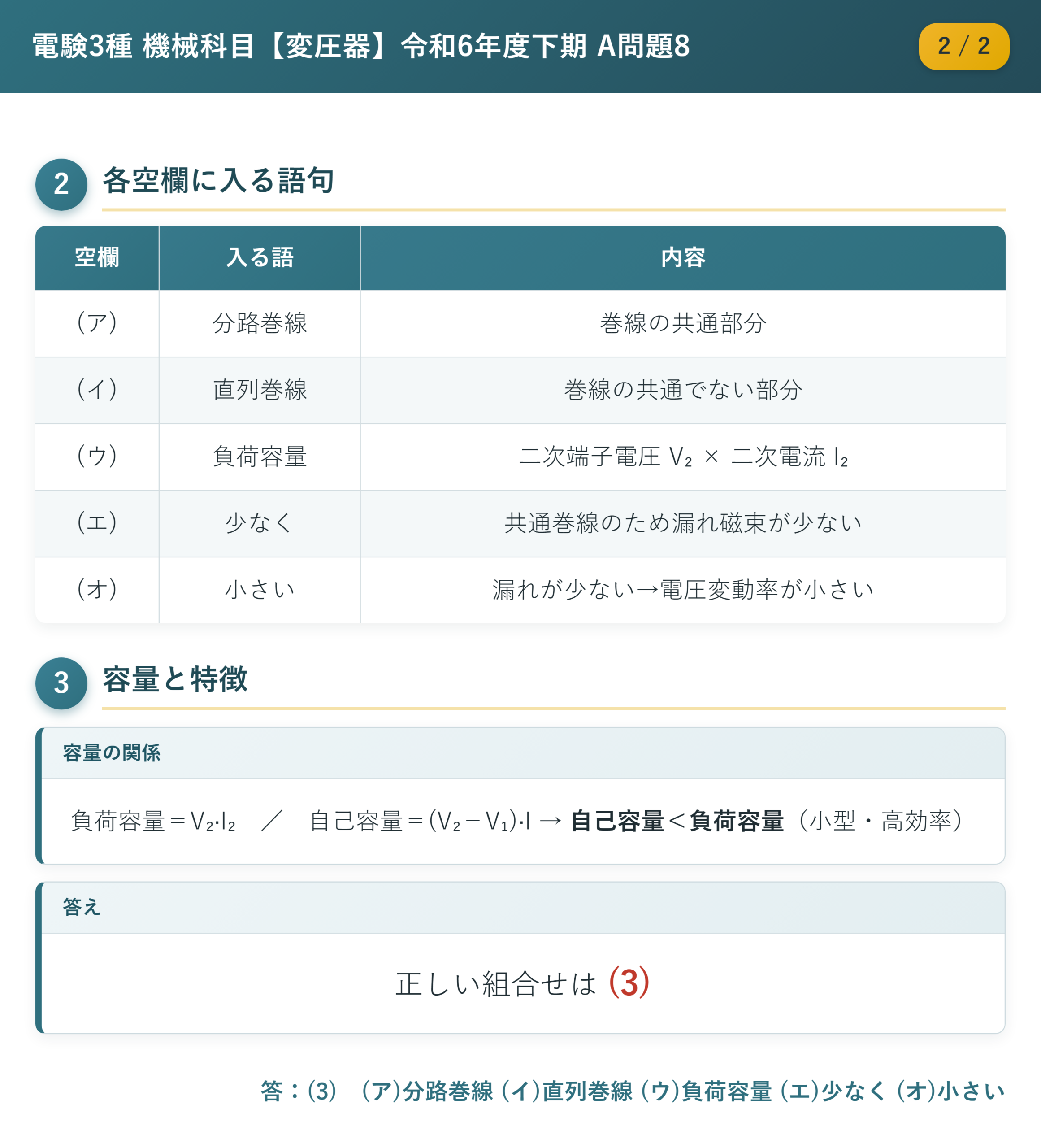 令和6年度下期 A問題8 解説2/2 各空欄に入る語句と答え