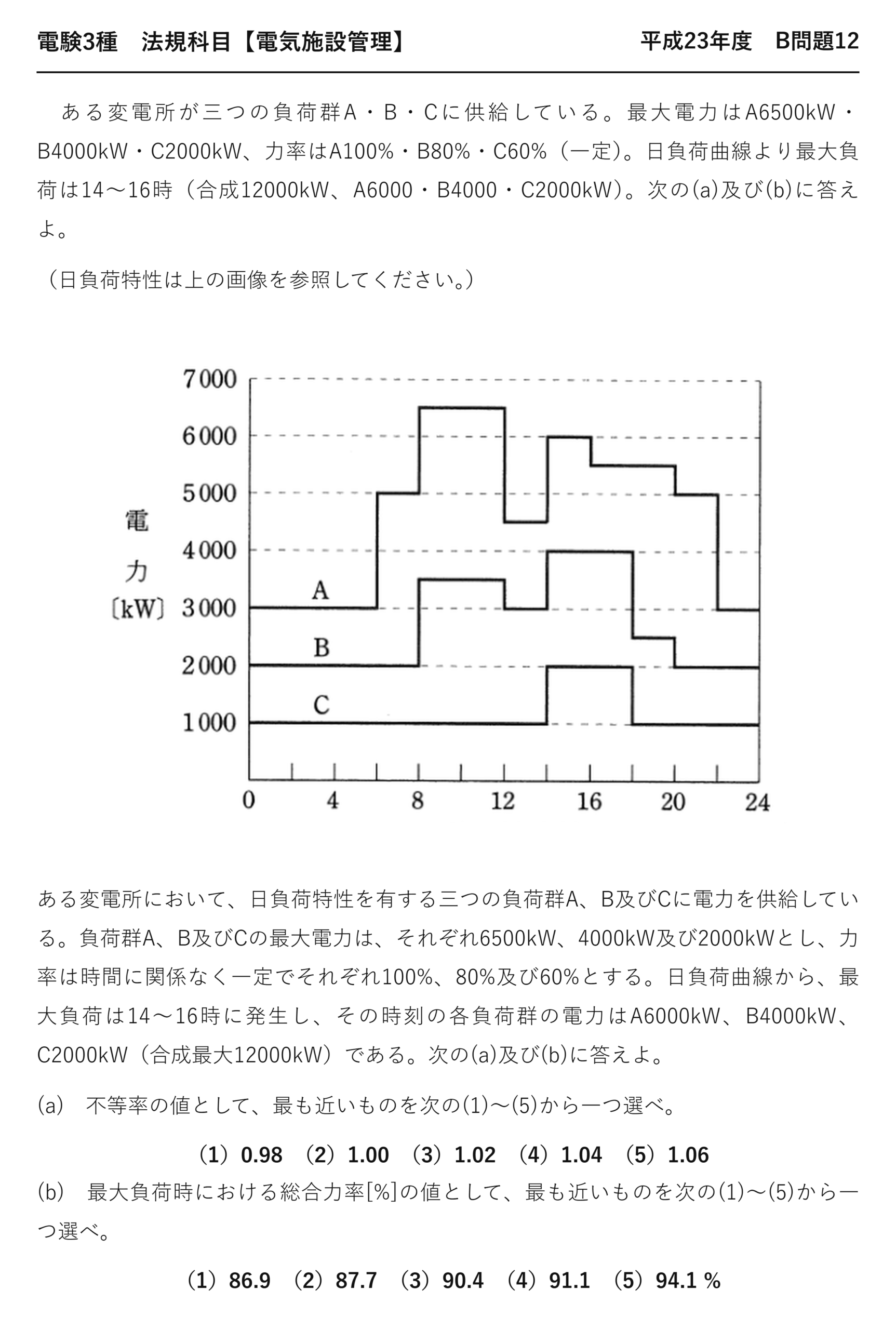 電験3種 法規科目 配電 平成23年度 B問題12 問題文
