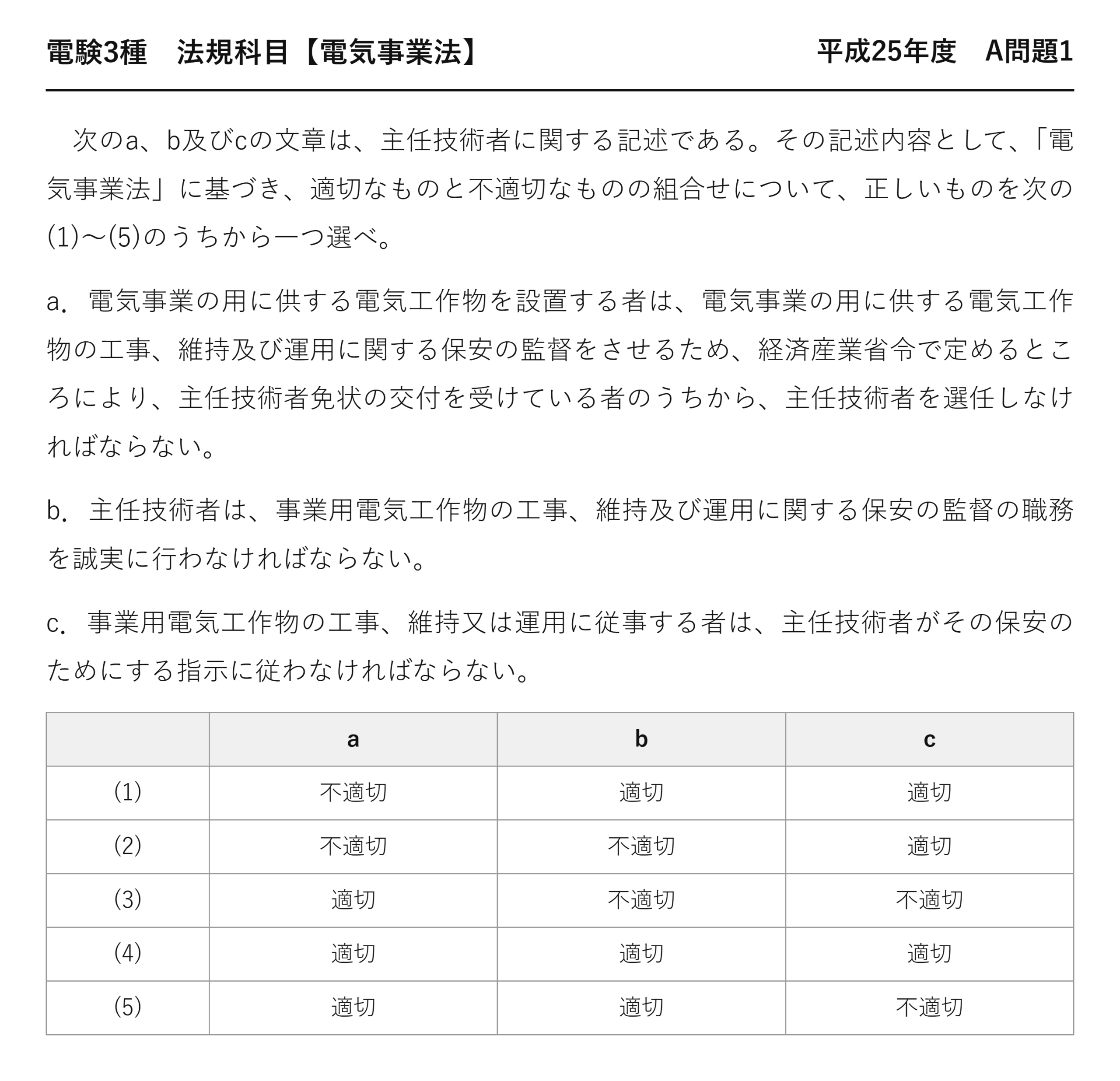 電験3種 法規科目 配電 平成25年度 A問題1 問題文