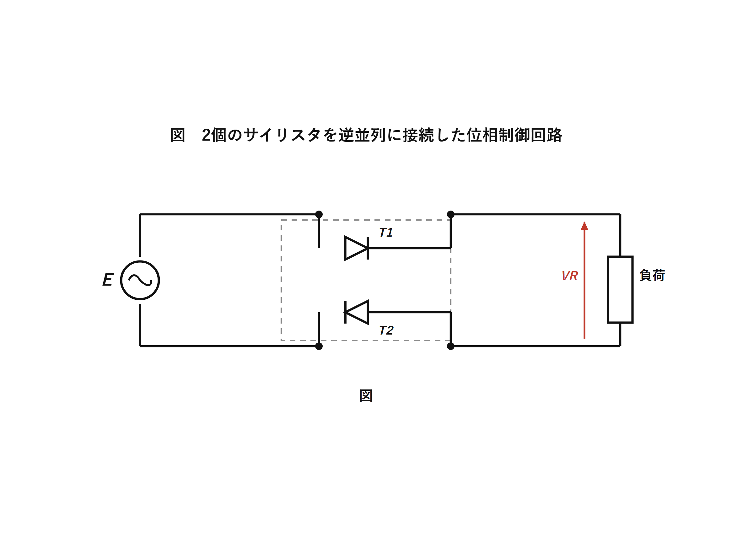 図　サイリスタ2個を逆並列接続した位相制御回路