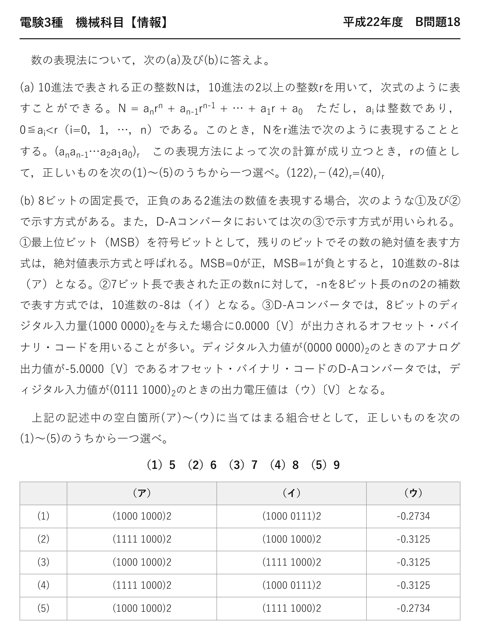 電験3種 機械科目 情報 平成22年度 B問題18 問題文
