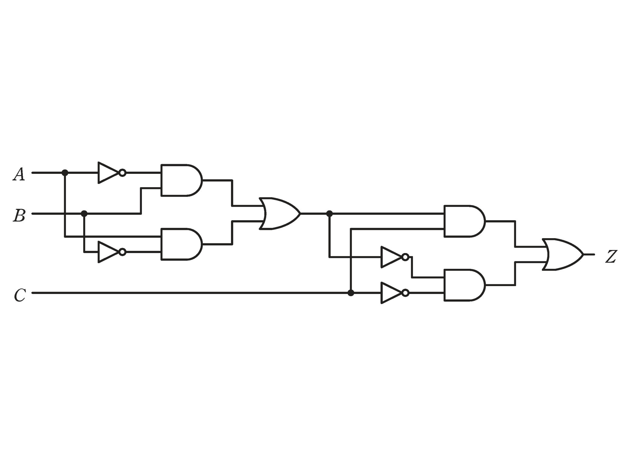 図　EX-OR・EX-NOR混成の論理回路（問題図）