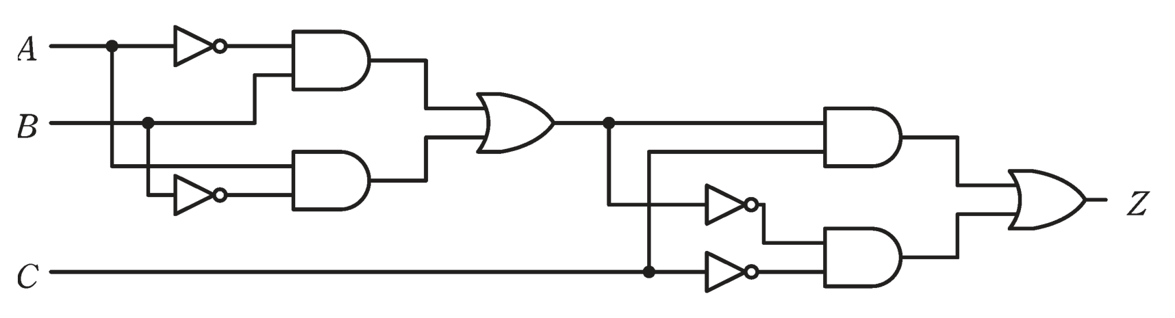 図　EX-OR・EX-NOR混成の論理回路（問題図）