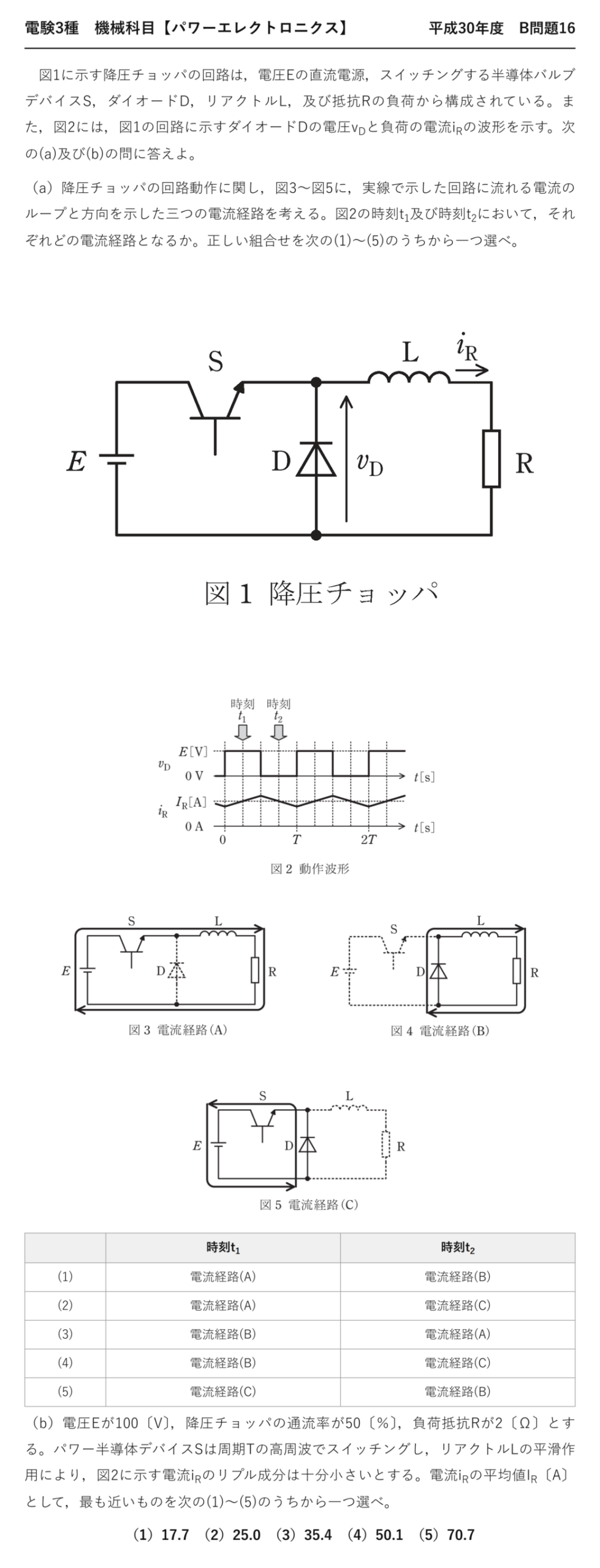 電験3種 機械科目 パワーエレクトロニクス 平成30年度 B問題16 問題文