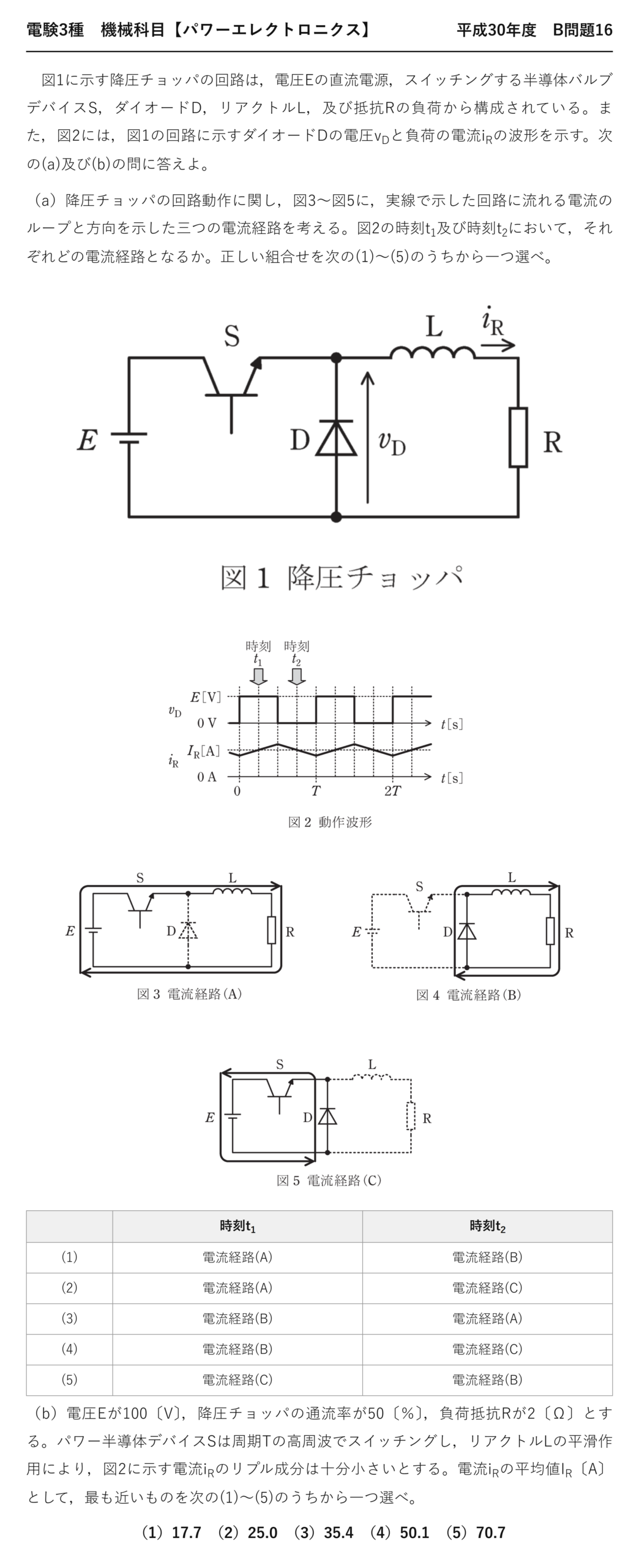 電験3種 機械科目 パワーエレクトロニクス 平成30年度 B問題16 問題文