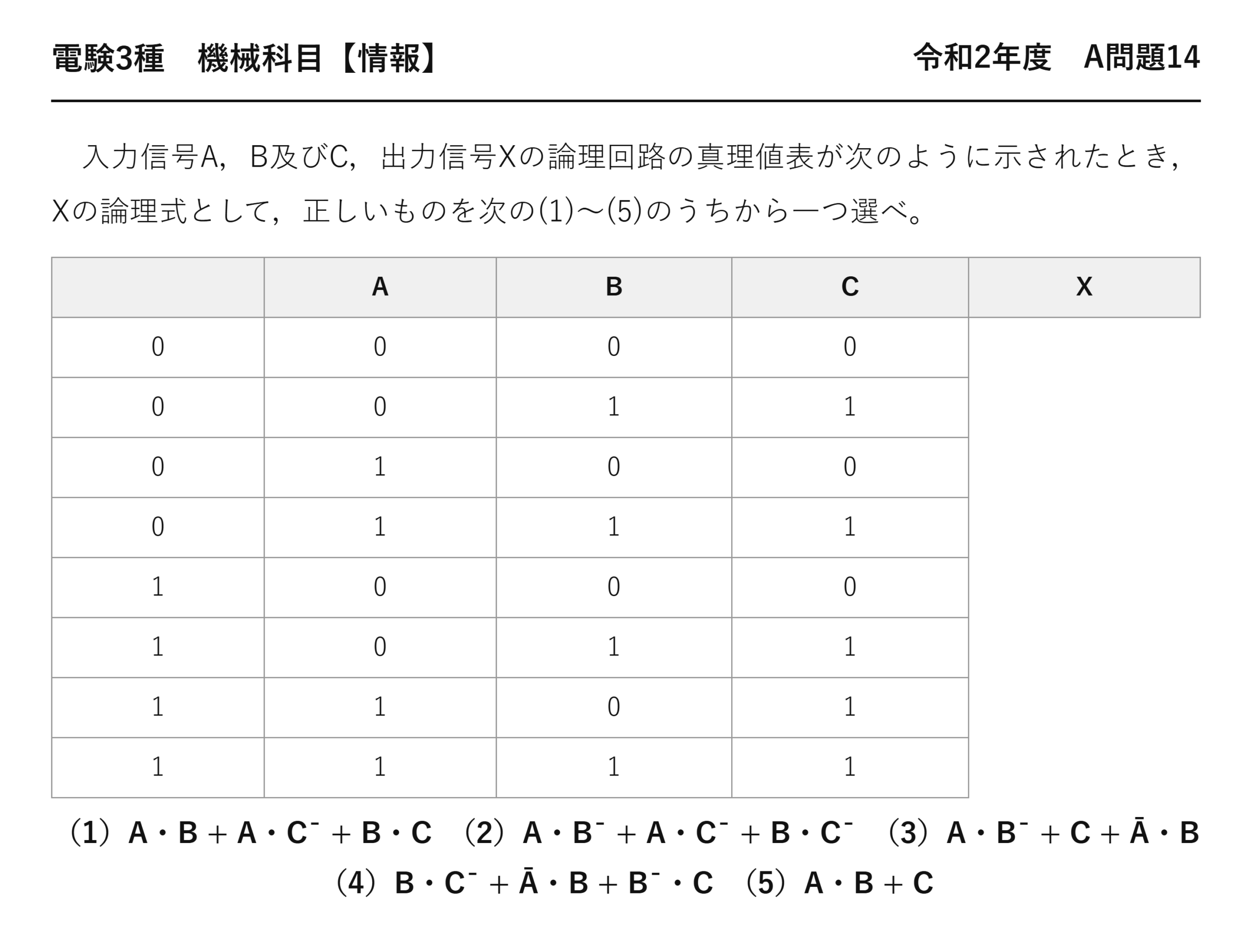電験3種 機械科目 情報 令和2年度 A問題14 問題文