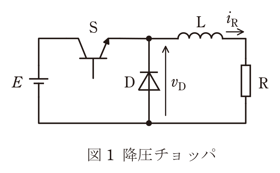 図1 降圧チョッパ回路と図2〜図5 動作波形・電流経路(A)〜(C)