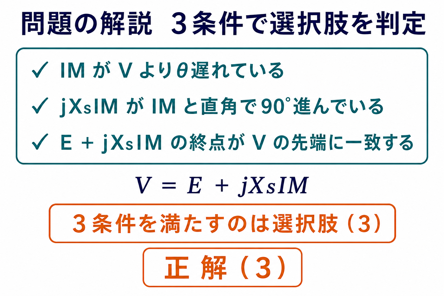 令和5年下期機械A問題5で正しいベクトル図を選ぶ3つの判定条件と正解3