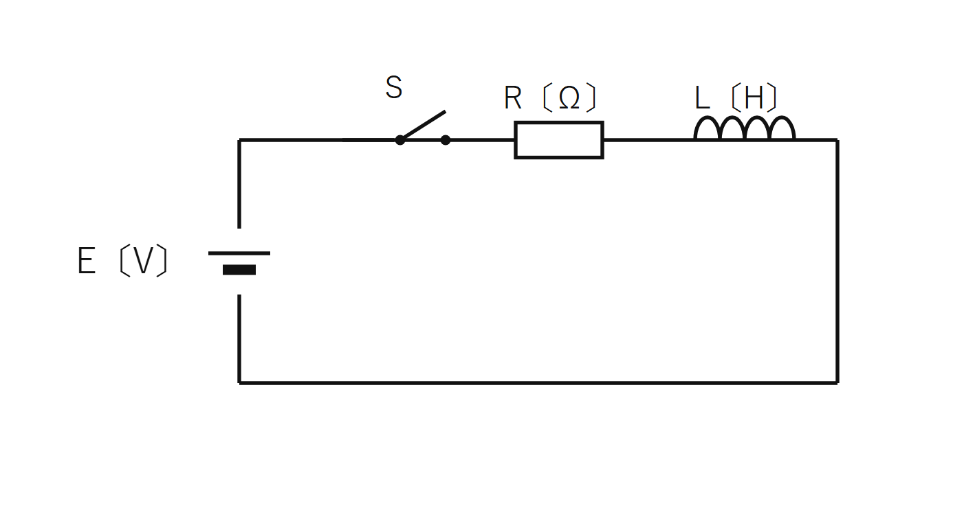 図 E・S・R・LのRL直列回路(問題図・自作)