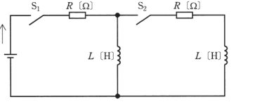 図 E電源とS₁-R-L・S₂-R-Lの2枝の回路(問題図)