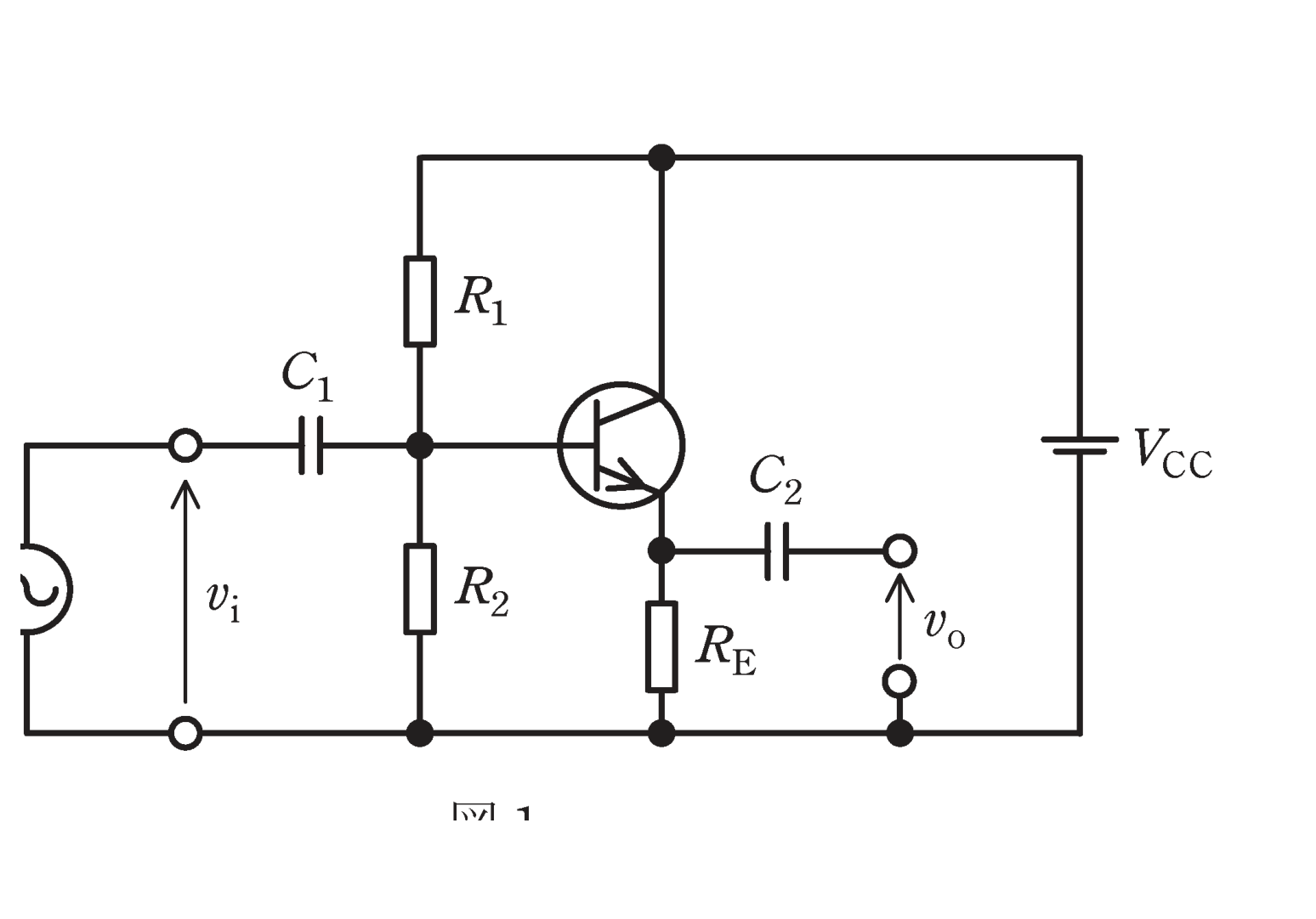 図1　エミッタホロワ回路（VCC=10V・R1=18kΩ・R2=82kΩ）（問題図）