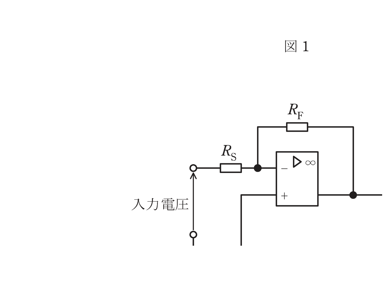 図2　演算増幅器を用いた逆相（反転）増幅回路（R_S・R_F）（問題図）