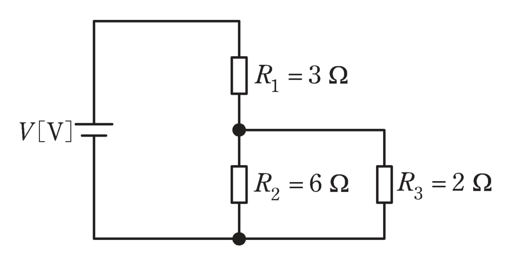 図　R₁（直列）と R₂・R₃（並列）からなる直流回路（問題図）