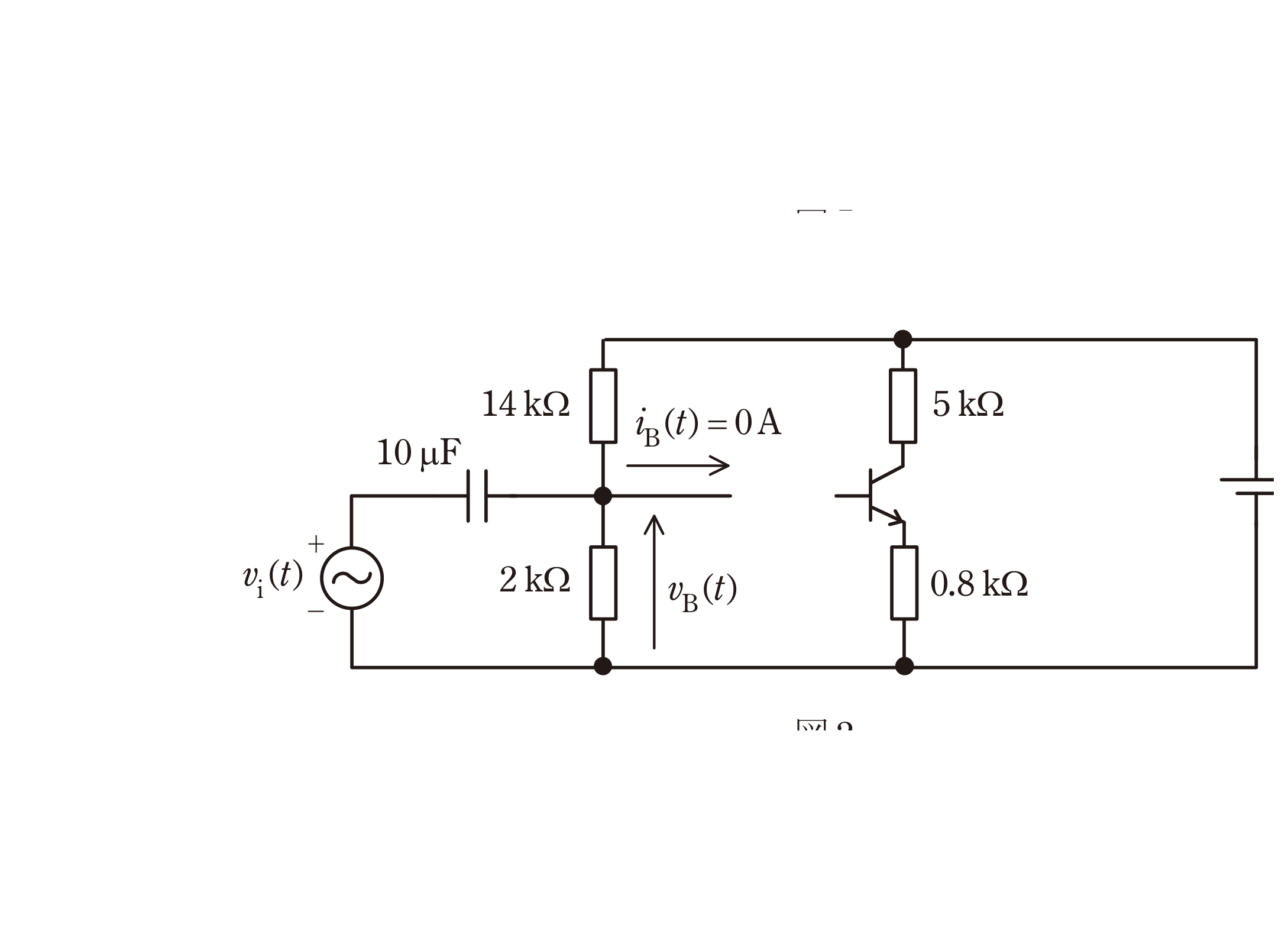 図2　ベース電流i_B(t)≒0とみなした等価（バイアス計算用）（問題図）