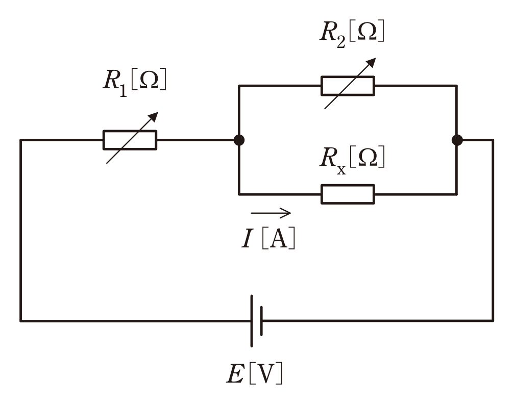 図　可変抵抗 R<sub class=