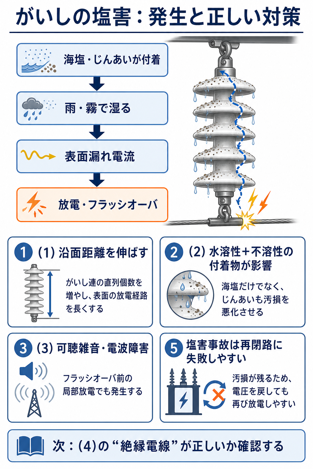 がいしの塩害発生と選択肢1・2・3・5の正しい理由の解説