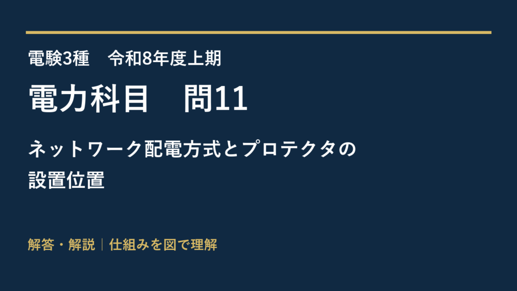 令和8年度上期 電力 問11 ネットワーク配電方式とプロテクタの設置位置