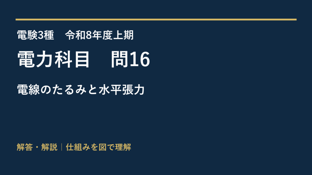 令和8年度上期 電力 問16 電線のたるみと水平張力