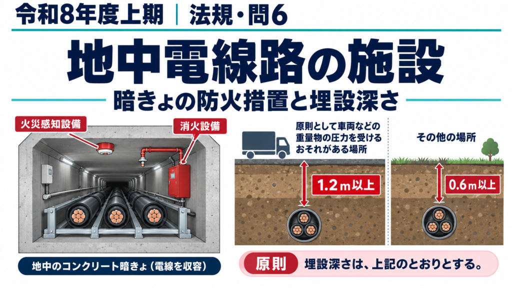 令和8年度上期 法規問6｜地中電線路の施設