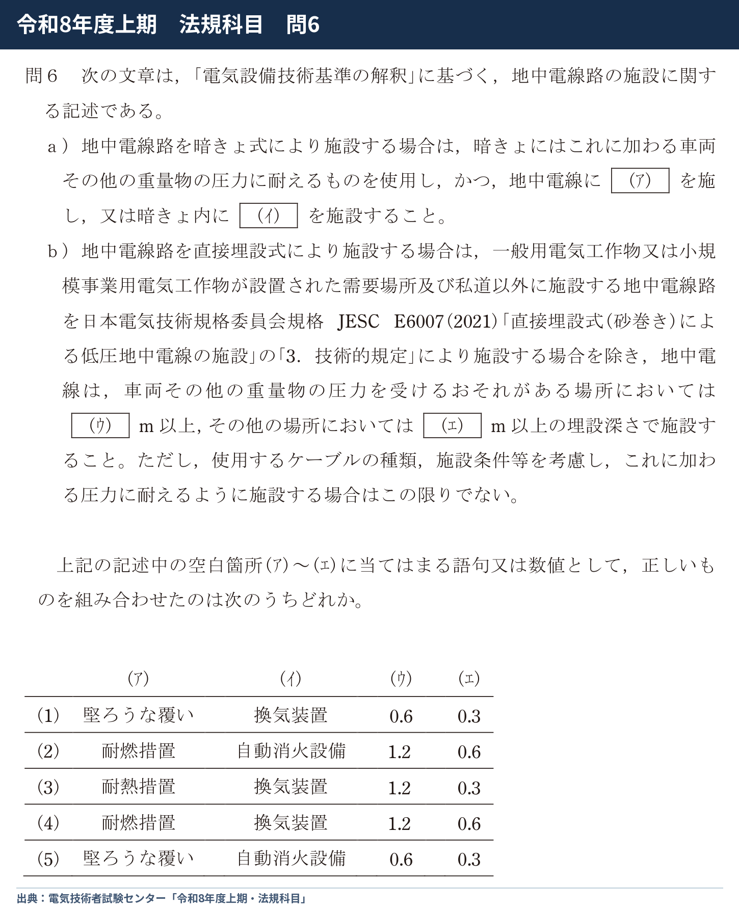 令和8年度上期 法規 問6の公式問題