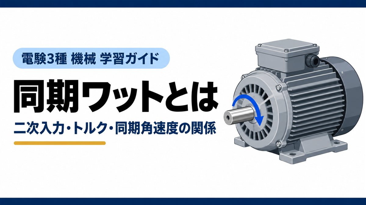 同期ワットとは｜二次入力・トルク・同期角速度の関係（電験3種 機械 学習ガイド）